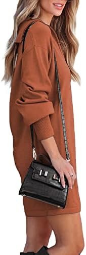 Allımy Kadın Sweatshirt Uzun Kollu Kazak Yarım Fermuarlı Mini Elbise