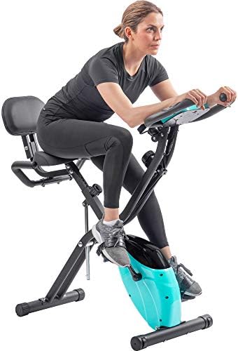 Egzersiz Bisikleti Katlanabilir Fitness Kapalı，10 Seviyeli Ayarlanabilir Dirençli Dik ve Yaslanmış X-Bike，Bantlar