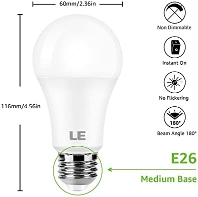 LE 100W Eşdeğer LED ampuller, 14W 1500 Lümen 2700K Sıcak Beyaz Kısılabilir, A19 E26 Standart Taban, 10000 Saat Kullanım