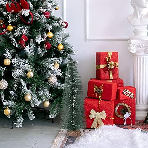 PRETYZOOM 3 Adet Mini Noel Ağaçları 20 25 30 cm Minyatür Çam Ağaçları Masaüstü Sisal Kar Don Ağaçları Ahşap Taban