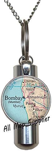 AllMapsupplier Moda Kremasyon Urn Kolye Bombay haritası Kremasyon Urn Kolye, Mumbai haritası Urn harita Mücevher haritası