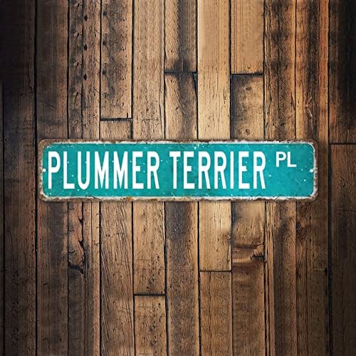 Plummer Terrier PL Hayvan Sokak Işareti Kişiselleştirilmiş Metin Perişan Metal Işaretleri Plummer Terrier Sevgilisi
