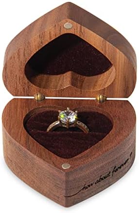 Nişan Yüzüğü Kutusu Küçük Ahşap Kalp Şeklinde Yüzük Kutusu Teklif Düğün Töreni doğum günü hediyesi (Kazınmış-Sonsuza