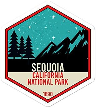 Sequoia, California Ulusal Parkı (Ağaçlar ve Dağlar) vinil yapışkan Çıkartması 3 ila 5.5