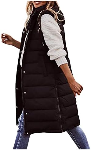 SGASY Uzun Kapşonlu Kirpi Yelek Kadınlar İçin Artı Boyutu Fermuar Aşağı Ceket Ceket Rahat Moda Kış Pamuk Yastıklı