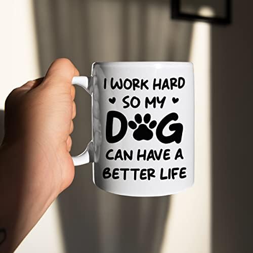 Komik Köpek Kupa Bardak Köpeğimin Daha İyi Bir Hayata Sahip Olabilmesi için Çok Çalışıyorum Seramik Kahve Kupaları