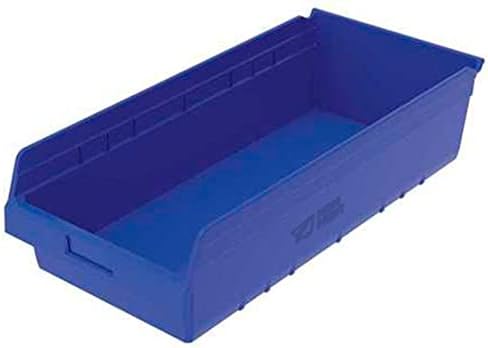 Raf Saklama Kutusu, Mavi, Plastik, 23 5/8 inç u x 11 1/8 inç G x 6 inç Y, 35 lb Yük Kapasitesi