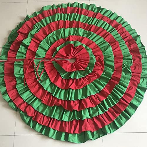 HUİJİE Noel Ağacı Etekler - Kırmızı Yeşil İki Tonlu Pilili Kek Dantel Noel Ağacı Alt Giyinmek Süsler, Tatil Parti