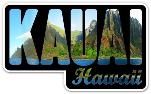 Kauai Hawaii Çıkartmaları - 2 Paket 3 Çıkartmalar - Araba için Su Geçirmez Vinil, Telefon, Su Şişesi, Dizüstü Bilgisayar-Kauai