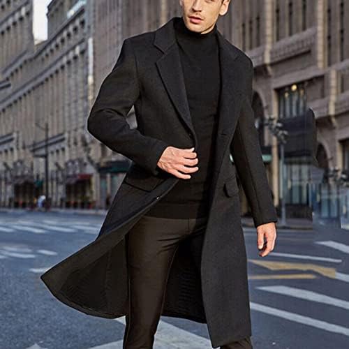 Erkek Kışlık Mont erkek İngiliz Tarzı düz renk uzun ceket Moda sıcak Yün palto ceketler