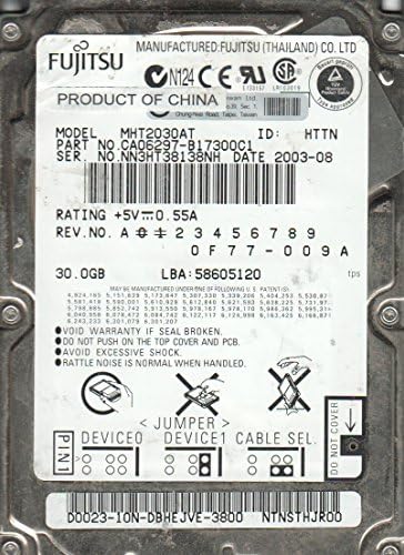 MHT2030AT, PN CA06297-B17300C1, Fujitsu 30 GB IDE 2.5 Sabit Disk