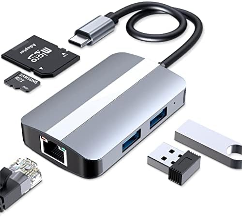 YASEZ USB C Hub Adaptörü 5 in 1 Usb3.0 Hub Tipi-C için RJ45 Ağ Kartı Splitter ile 100 mb/s Port TF SD