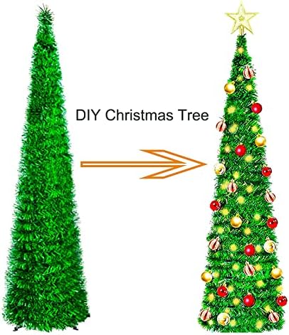 Yapay Noel ağacı ile 50 renk ışıkları, 5 Ft Pop Up katlanabilir cicili bicili Noel Ağacı ile noel topları Noel süslemeleri