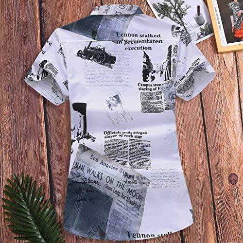 Yazlık gömlek Erkekler için Moda Kollu Baskılı İnce Üstleri Turn-Aşağı T-Shirt Yaka Erkek Erkek Pijama Gömlek Kısa