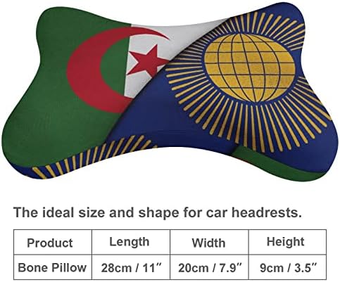 Cezayir bayrağı ve İngiliz Milletler Topluluğu Araba Boyun Yastık 2 Kemik Şekilli Otomatik Kafalık Yastıklar Yastık