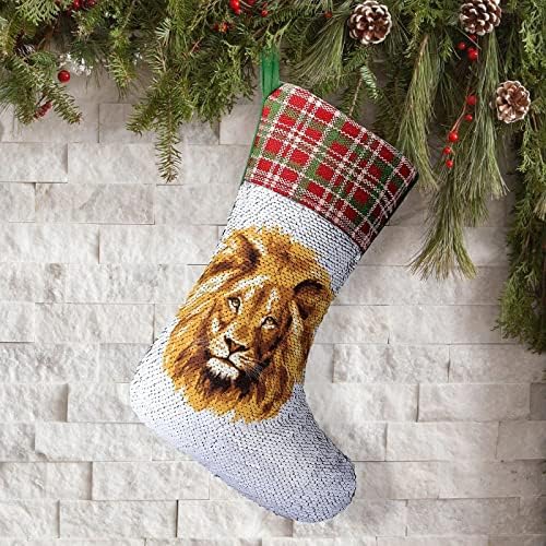 Afrika Aslanları Kafa Pullu Noel Tatili Çorap Geri Dönüşümlü Renk Değiştiren Büyülü Stok Noel Ağacı Şömine Asılı Çorap