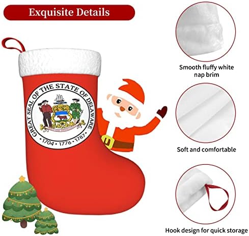 Cutedwarf Delaware Eyalet Mühür Noel Çorap Noel Tatil Süsler Şömine Asılı Çorap 18 İnç Çorap