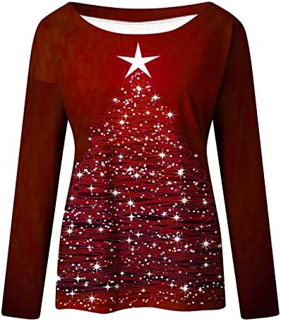 Annelik Gömlek Kadınlar için Tekne Boyun Merry Christmas Tişörtleri Modern Gevşek Fit Aktif Giyim Kadınlar için Tops