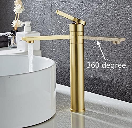 Banyo Musluk Prinç Banyo Havzası Musluk Soğuk Ve Sıcak Su Mikser evye musluğu Tek Kolu Güverte Üstü Fırçalanmış Altın