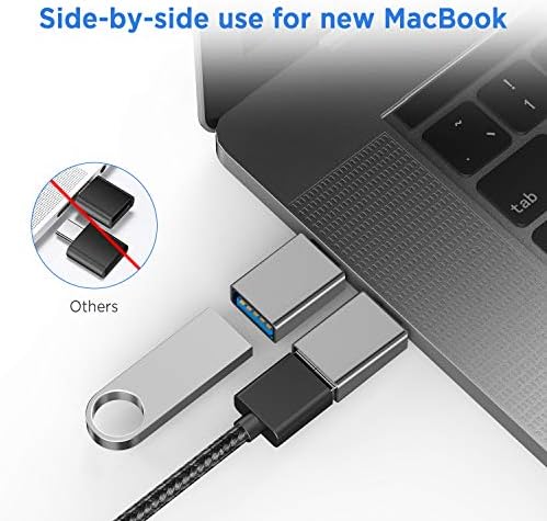 OUTXE USB C'den USB 3.0 Adaptörüne 4'lü Paket, [Yan Yana Kullanım] USB C Erkek USB Dişi OTG Adaptör MacBook Pro 2020