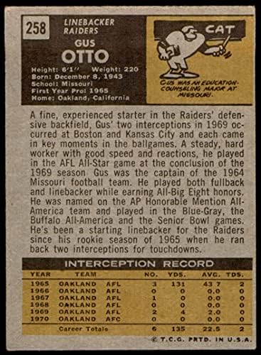 1971 Topps 258 Gus Otto Oakland Akıncıları (Futbol Kartı) VG/ESKİ Akıncılar Missouri