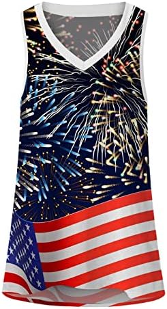 4th Temmuz Gömlek Tankı Üstleri Kadınlar için ABD Bayrağı Yaz Casual Kolsuz Tee Gömlek Yıldız Çizgili Kravat Boya