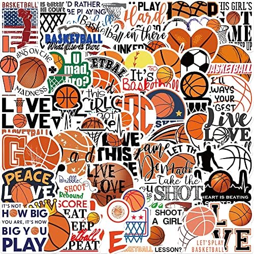 50 Adet Basketbol Çıkartmaları - Erkekler ve Kızlar için Mükemmel Basketbol Hayranı Hediyeleri, Bunları su Şişelerinde