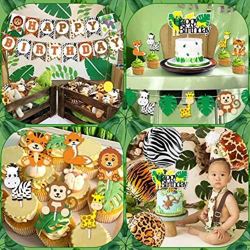 Safari Doğum Günü Süslemeleri Orman Hayvan Tema Doğum Günü Parti Malzemeleri Dahil Hayvan Baskı Balon Çelenk Kiti