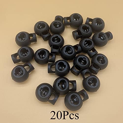 Facaımao 20 Parça Siyah Plastik Kordon Kilidi Top Şekli Şapka Askıları, Drawstrıngs için tek Delik Elastik Kordon