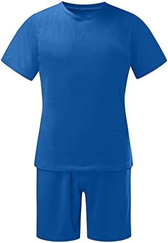 Erkek Spor Seti Yaz Kıyafeti 2 Parça Set Kısa Kollu T Shirt ve Şort Rahat Şık Eşofman Seti