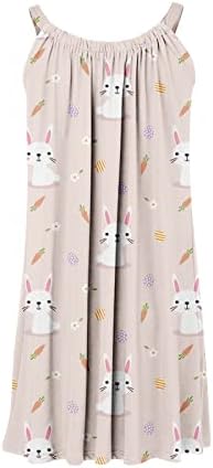 CGGMVCG Paskalya Elbise Kadınlar için Yaz Kolsuz Tavşan Yumurta Baskı Tankı Mini Elbise Strappy Casual Moda Bayan