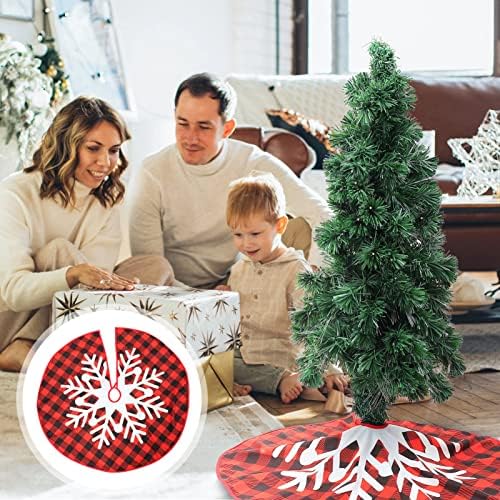 Cabilock Malzemeleri Stil Tabanı Noel Çiftlik Evi Halısı: Dekor Pazen Karlı Süslemeler Ağaç Halı Alt Kırmızı Etek