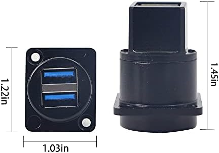 QİANRENON USB 3.0 Soket Çift USB Panel Montajlı Lehimsiz Konektör, USB 3.0 Dişi Dişi Kuplör Soketi USB Panel Montajı,