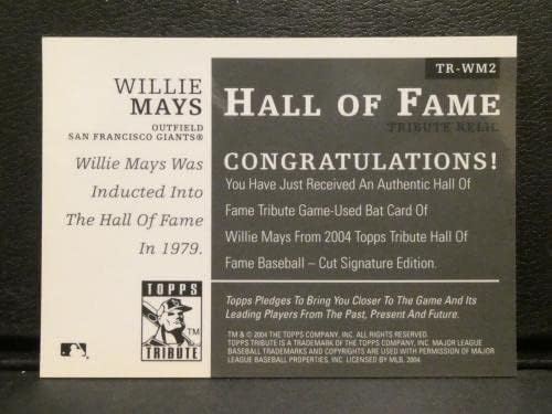 2004 Topps Tribute Hall of Fame Willie Mays Oyunu Kullanılmış Yarasa Beyzbol Kartı TR-WM2-MLB Oyunu Kullanılmış Beyzbol