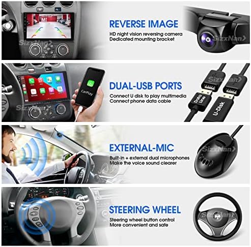 SizxNanv Altima Android 10 için Dokunmatik Ekran Carplay Android Auto ile Uyumlu, araba Radyo Stereo Bluetooth Navigasyon