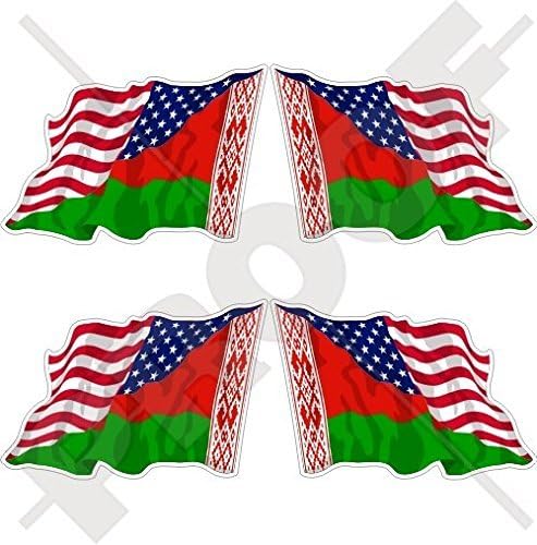 ABD Amerika Birleşik Devletleri ve BELARUS, Amerikan-Belarus Uçan Bayrak 2 (50mm) Vinil Tampon Çıkartmaları, Çıkartmaları