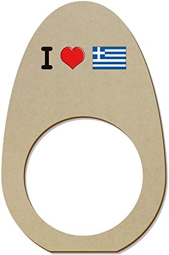5 x 'Yunanistan'ı Seviyorum' Ahşap Peçete Halkaları / Tutucular (NR00051791)