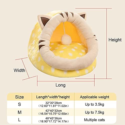 XLAIQ Güzel Kulak-Şekilli Sıcak Kediler Evcil Yatak Yıkanabilir Kadife Yarı-Kapalı Çıkarılabilir Pet House ile Elastik