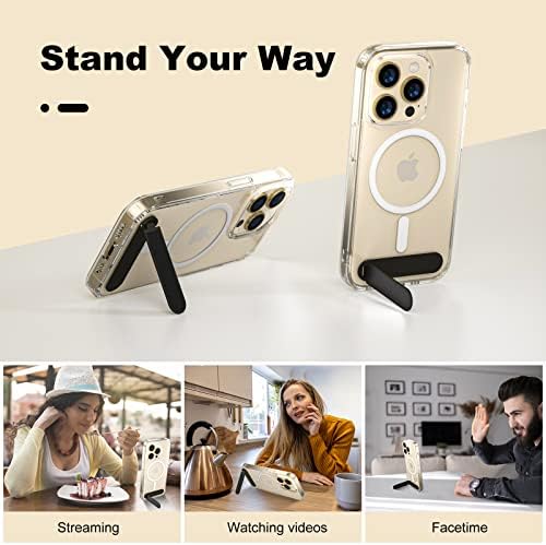 StarBaKeSi iPhone 14 Pro Max Kılıf Şeffaf, Kickstandlı Manyetik Telefon Kılıfı, Magsafe Aksesuarlarıyla Uyumlu, Darbeye