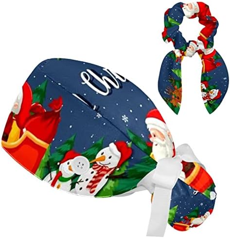 Çalışma Kap Düğmesi ile Kadınlar için Uzun Saç Ayarlanabilir Elastik Bandaj Kravat Geri Şapka Kabarık Kap Merry Christmas