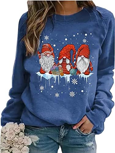 LLHXRUI Asılı Benim Gnomies Tişörtü Kadın Noel Uzun Kollu Kazak Gömlek Komik Bahçe Gnome Grafik Tees Tops