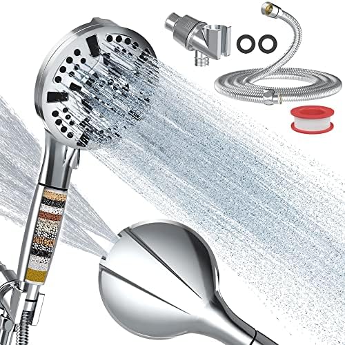 Hufaut Filtreli Yüksek Basınçlı El Duşu Başlığı-Sert Su Filtreli 10 Modlu Duş Başlığı ve 60 Paslanmaz Çelik Hortum