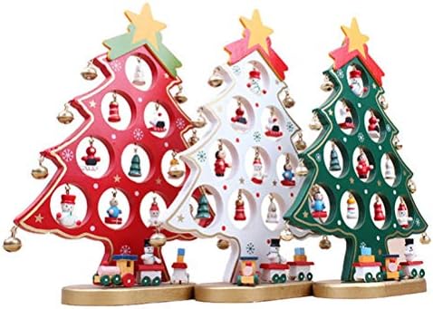 Amosfun Noel Süslemeleri DIY Karikatür Ahşap Noel Ağacı Dekorasyon Süs Masa Masa Dekorasyon (Kırmızı)