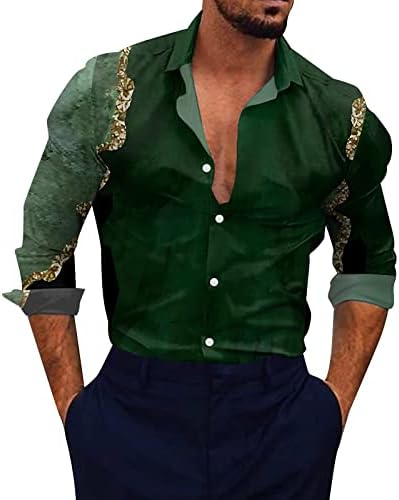 XXBR erkek Düğme Aşağı Casual Gömlek, Sokak 3D Dijital Grafik Turn-aşağı Yaka havai gömleği Uzun Kollu Plaj Gömlek