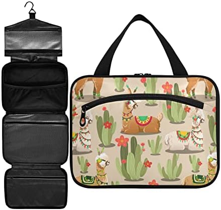ZZKKO makyaj çantaları Seyahat Kadınlar için Alpaka Kaktüs makyaj çantası Asılı Kanca ile makyaj Çantası Seyahat kozmetik