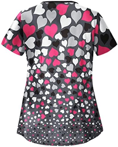 Yaz Scrub_Shirts Kadınlar için Boyun Kısa Kollu Tunik Üstleri Renkli Grafik Baskı İş Giysisi Bluzlar