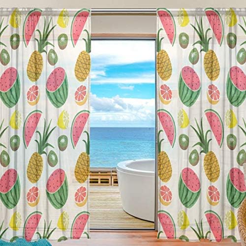 Üst Marangoz Tropikal Meyveler Yarı Şeffaf Perdeler Pencere Vual Perdeler Panelleri Tedavi-55x84in Oturma Odası Yatak