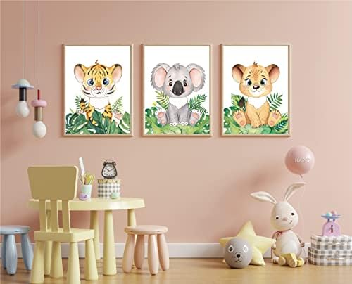 Mienno 9 Paket Safari Hayvanlar Çocuklar Duvar Sanatı Baskılar Kreş Odası Dekor, 8x10 İnç Hayvanlar Baskılar Posterler