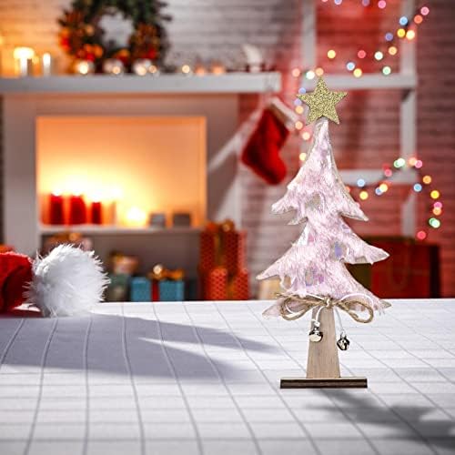 Esquirla Ayakta Noel Ağacı Masa Dekor Süsler Çan ile 22 cm H Tatil Masaüstü Pencere Noel Hediyesi, pembe