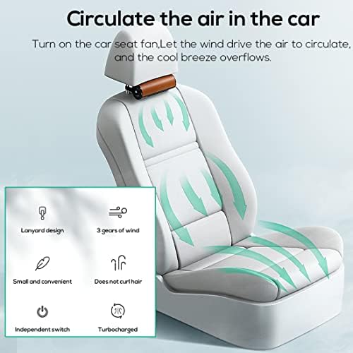 HMBTEN Araba Fanı - Ön Arka Koltuk Yolcu için Taşınabilir Araba Koltuğu Fanı, USB Powered ve 3 Hız Güçlü Soğutma Hava